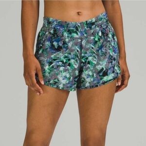 Lululemon Tracker Short 4" Low Rise Running Athletic Black Blue Green Size 10